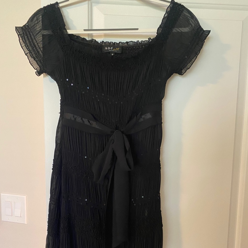 ABS by Allen Schwartz black lace beaded dress